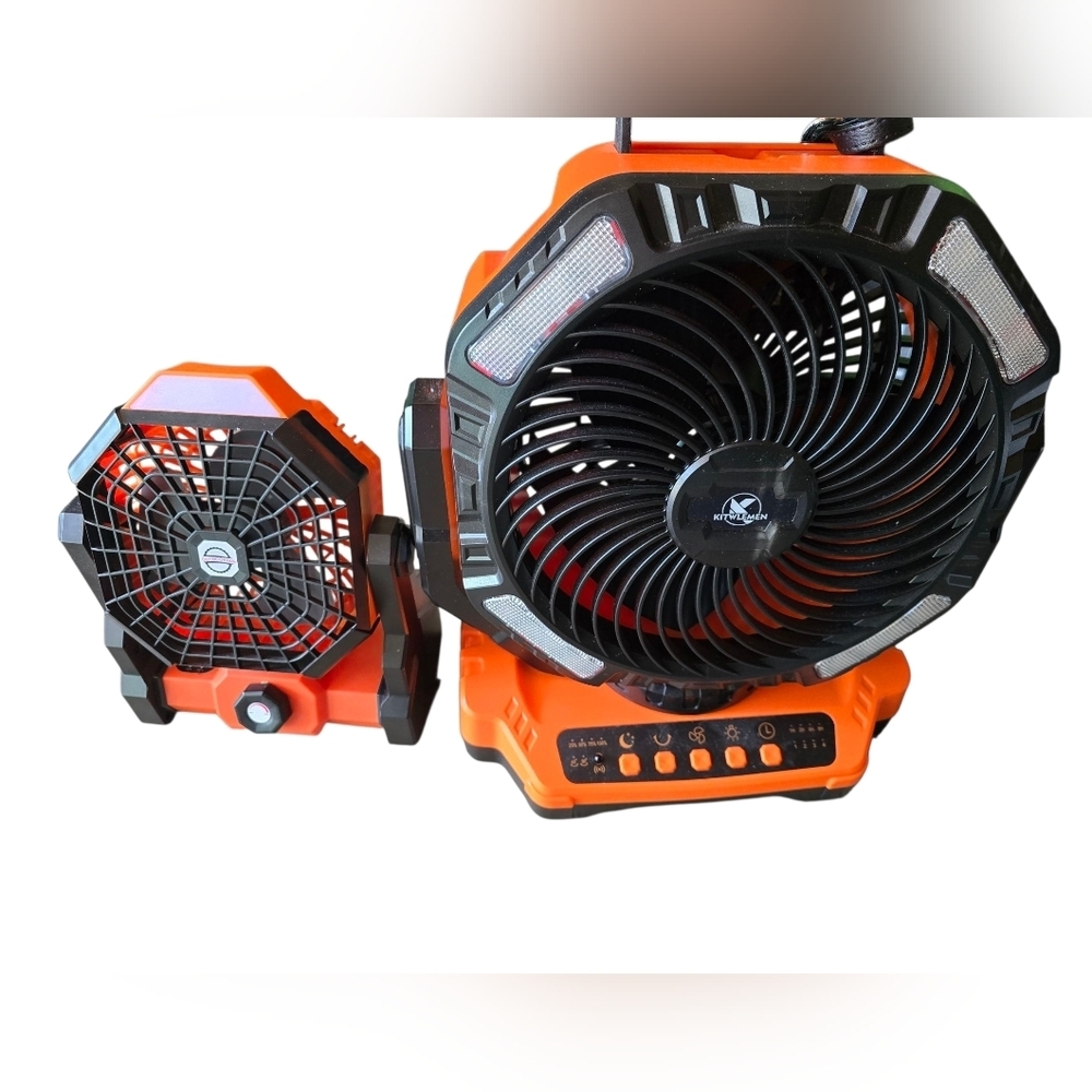 Portable Orange and Black Fan Set